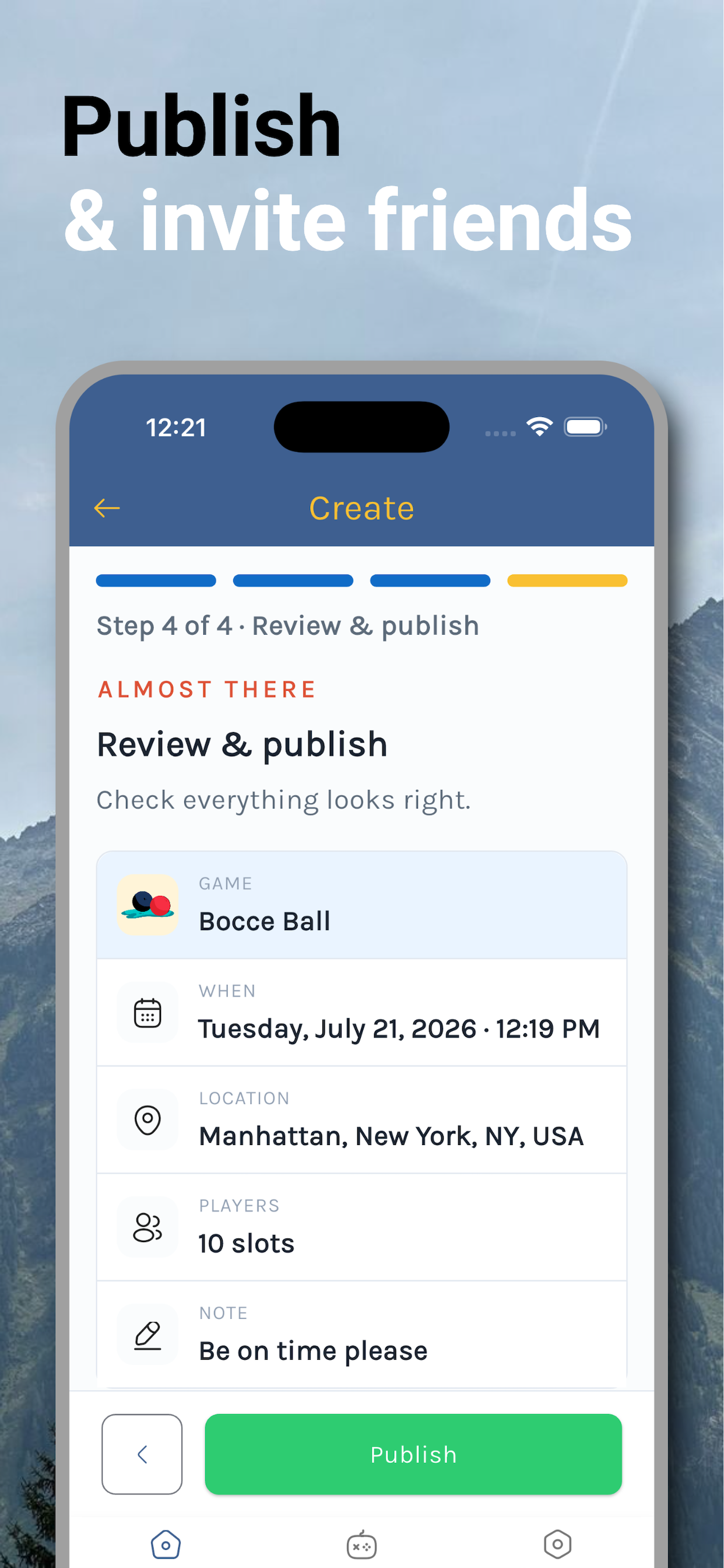 Bored Social review and publish screen